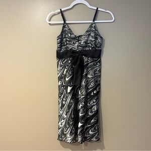 y2k trippy satin babydoll trippy Swirl slip Dress with 70s disco Bow waist